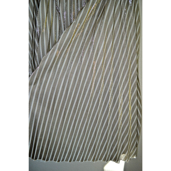Grey Lab Accordion Pleat Skirt Midi Metallic Gold Size Medium - Picture 10 of 11